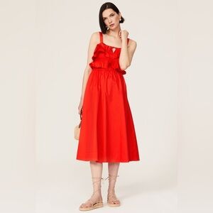 NWT Jason Wu Poplin Ruffle Midi Dress size 10